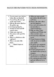 English Worksheet: Proverbs