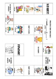 English Worksheet: Exciting Board Game! `I Usually... at...` Daily Schedule!