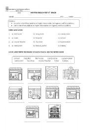 English Worksheet: places and  buildings