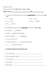 English Worksheet: Present Simple and past simple pratice
