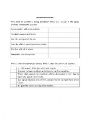 English Worksheet: Weather Worksheet (2nd-4th Grade)