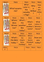 English Worksheet: Trick or treat collective game