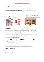 English Worksheet: lesson 5 shopping from edinburgh