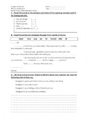 English Worksheet: Summer Job