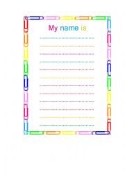 English Worksheet: my name is