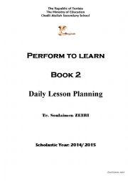 English Worksheet: daily lesson planning for second formers tunisia