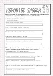 English Worksheet: REPORTED SPEECH PRACTICE 