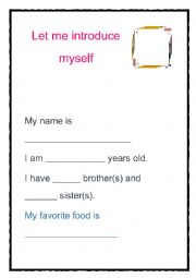 English Worksheet: Let me introduce myself