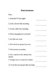 English Worksheet: Find someone who...