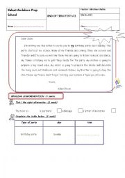 English Worksheet: end term test 7th