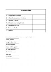 English Worksheet: Classroom rules