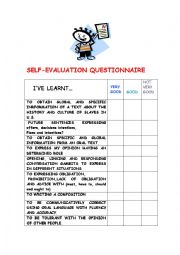 English Worksheet: SELF-EVALUATION QUESTIONNAIRE