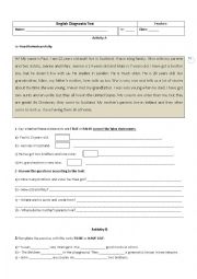 English Worksheet: Diagnostic test 7th