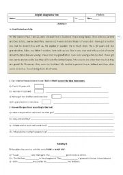 English Worksheet: Diagnostic test 7th