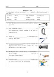 English Worksheet: Fill in the blanks: Workplace tools