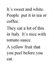 quiz food make the  sentence for cutting 