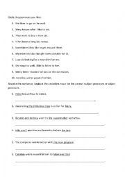 English Worksheet: Subject and object pronoun