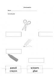 English Worksheet: school objects