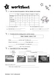 Worksheet- Wild Animals- Vocabulary and grammar: Do and does