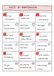 English Worksheet: Roll a sentence