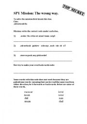 English Worksheet: Mission: The wrong way