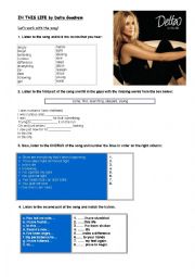 English Worksheet: SONG- In This Life. Delta Goodrem