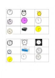 English Worksheet: Clock bingo