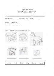 English Worksheet: Pet test