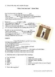 English Worksheet: When I was your man