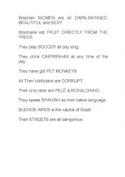 English Worksheet: Brazilian stereotypes