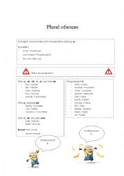 English Worksheet: Plurals of nouns for auditive students