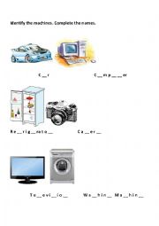 English Worksheet: Computer parts and peripherals, different machines