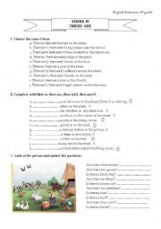 English Worksheet: there is - there are