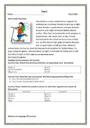 English Worksheet: daily activities