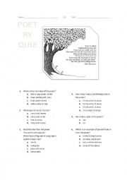 English Worksheet: Poetry Quiz: Poets Tree