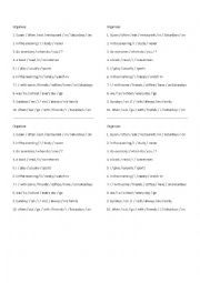 English Worksheet: Organizing sentences