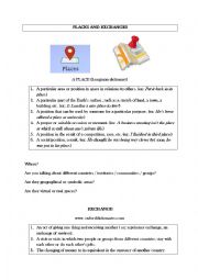 English Worksheet: Oral Presentation : Places and exchanges