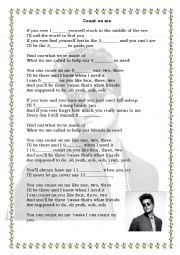 English Worksheet: Bruno Mars Count on me (song about friendship)
