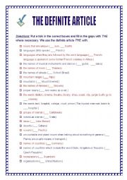 English Worksheet: The Definite Article