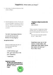 English Worksheet: Happiness worksheet with quotations