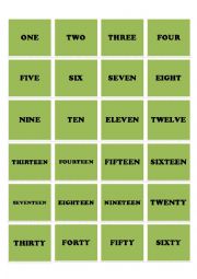 English Worksheet: Numbers Game (1 of 2)
