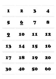 English Worksheet: Numbers Game (2 of 2)