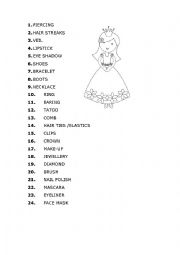 English Worksheet: ACCESSORIES, MAKE UP ETC._LETTERS GAP FILL
