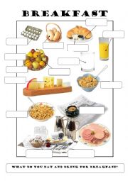 English Worksheet: What do you eat and drink for breakfast