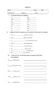 English Worksheet: test present continuous 