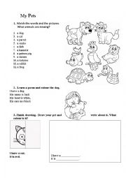 English Worksheet: My pets