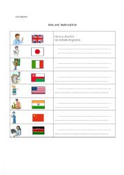 English Worksheet: Jobs and nationalities 