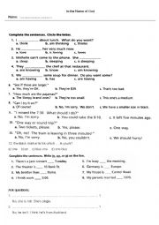 English Worksheet: question