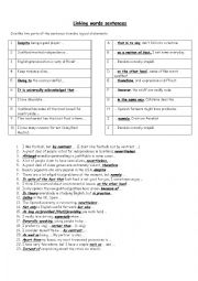 English Worksheet: linking words oral