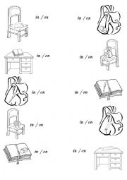 English Worksheet: In or on? Choose!